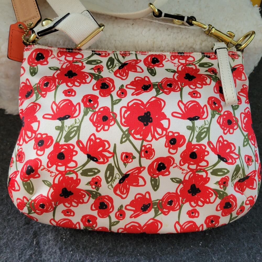Coach Floral Shoulder Bag - Red and Cream